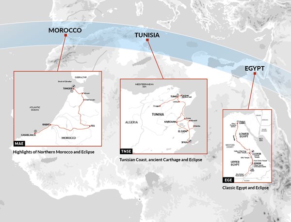 Map showing eclipse trips in 2027